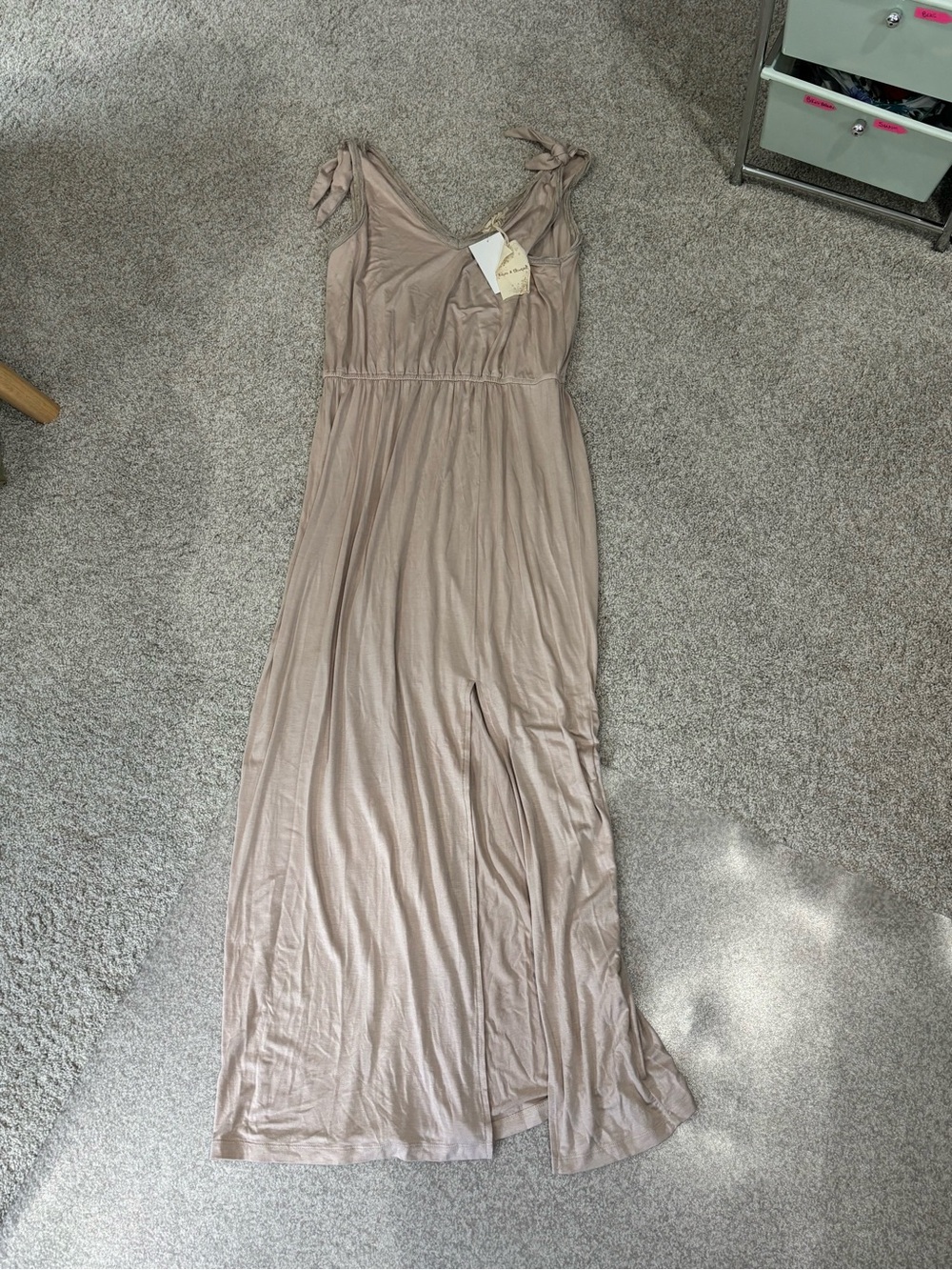 Hem & Thread sleeveless Sandy Dreams maxi dress NWT L Large Boho Slit